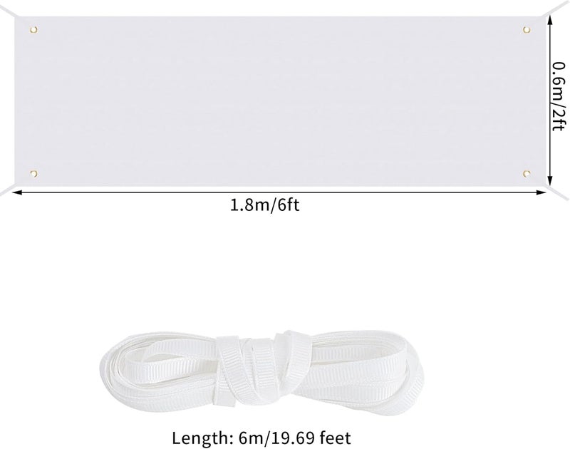SUMERSHA 2 Pack Large Blank Banners, 2 x 6 Feet Polyester Oxford Cloth White Banner with Hanging Rope for Wall Signs, DIY Painting, and Writing, Indoor Outdoor Display and Party Decoration - Image 2